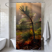 Young Pine Tree Oerwoud Woodland Wilderness Douchegordijn