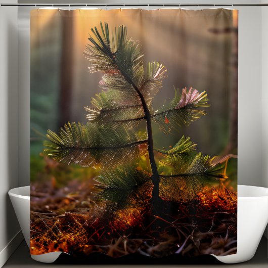 Young Pine Tree Oerwoud Woodland Wilderness Douchegordijn