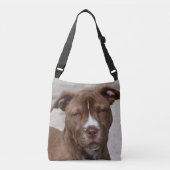 Young Pit Bull Puppy Crossbody Tas (Voorkant)