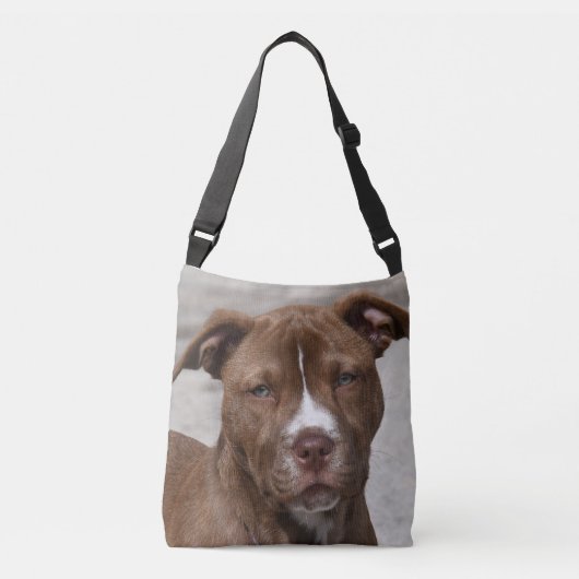 Young Pit Bull Puppy Crossbody Tas (Voorkant)