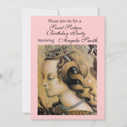 YOUNG PRINCESS SWEET 16 PARTIJ Gold Pink Kaart (Voorkant)