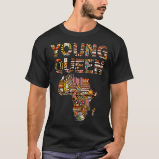 Young Queen Black History African American Kente G T-shirt