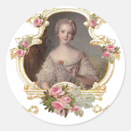 Young Queen Marie Antoinette Roze Kaarten Ronde Sticker (Voorkant)