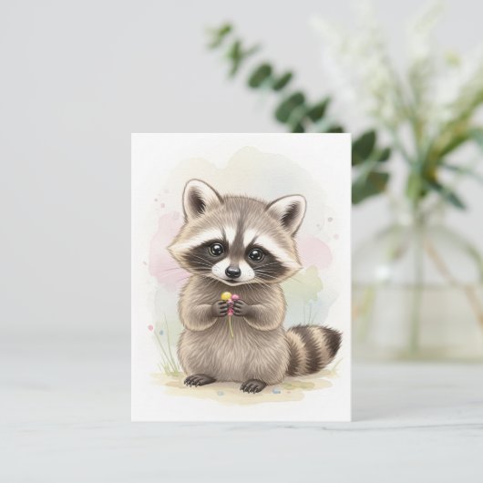 Young Raccoon Baby Wild Animals Briefkaart (Staand voorkant)