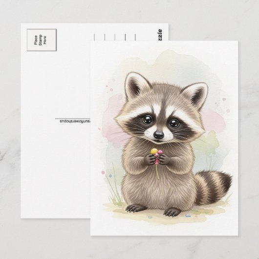 Young Raccoon Baby Wild Animals Briefkaart (Voorkant / Achterkant)