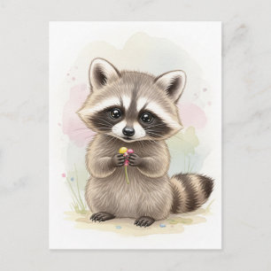 Young Raccoon Baby Wild Animals Briefkaart