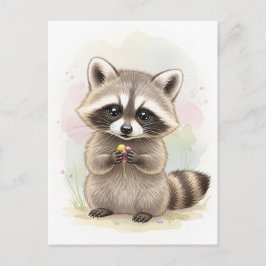 Young Raccoon Baby Wild Animals Briefkaart