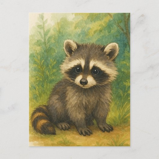 Young Raccoon Baby Wild Animals Briefkaart (Voorkant)