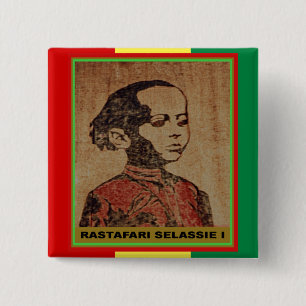 Young Ras, Young Haile Selassie I, Jah Rastafari Vierkante Button 5,1 Cm