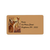 Young Red Fox & Carolina Wren Bird Waterverf Art Etiket (Voorkant)