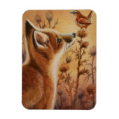 Young Red Fox Carolina Wren Bird Waterverf Art Magneet (Verticaal)