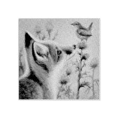 Young Red Fox & Carolina Wren Bird Waterverf Art Rubberstempel (Afrduk)