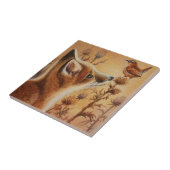 Young Red Fox Carolina Wren Bird Waterverf Art Tegeltje (Zijkant)