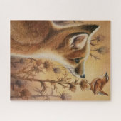 Young Red Fox & Carolina Wren Waterverf Art Legpuzzel (Horizontaal)