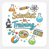 Young Scientist in Training Invitation Vierkante Sticker (Voorkant)