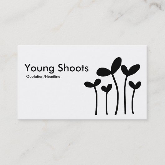 Young Shoots v2 - Zwart op Wit Visitekaartje (Voorkant)