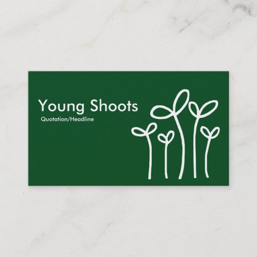 Young Shoots - White on Green 02481c (alt sides) Visitekaartje (Voorkant)