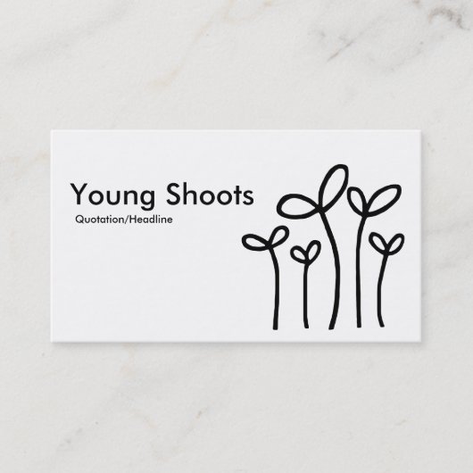 Young Shoots - Zwart op Wit (eierschaal) Visitekaartje (Voorkant)