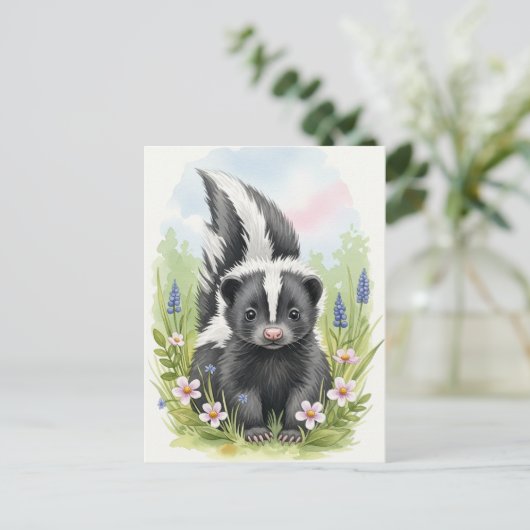 Young Skunk Baby Wild Animals Briefkaart (Staand voorkant)