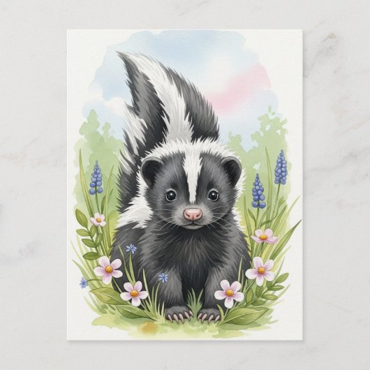 Young Skunk Baby Wild Animals Briefkaart (Voorkant)