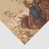 Young Smiling Girl Rider Her Horse Tissuepapier (Detail)