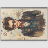 Young Smiling Steampunk Man  P6 Decoupage Tissuepapier (Voorkant)