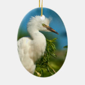 Young Snowy Egret Ornament (Achterkant)