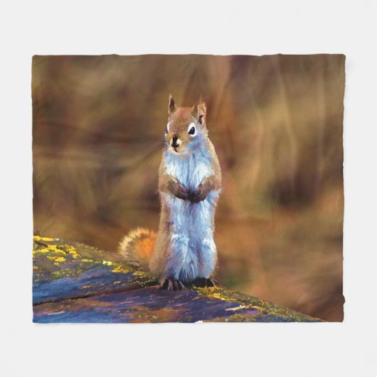 Young Squirrel Standing Tall Fleece Deken (Voorkant (Horizontaal))
