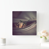 Young Tabby Kitten Vierkante Klok (Huis)