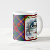 Young Tartan & Robin Christmas Personalized Grote Koffiekop (Voorkant rechts)