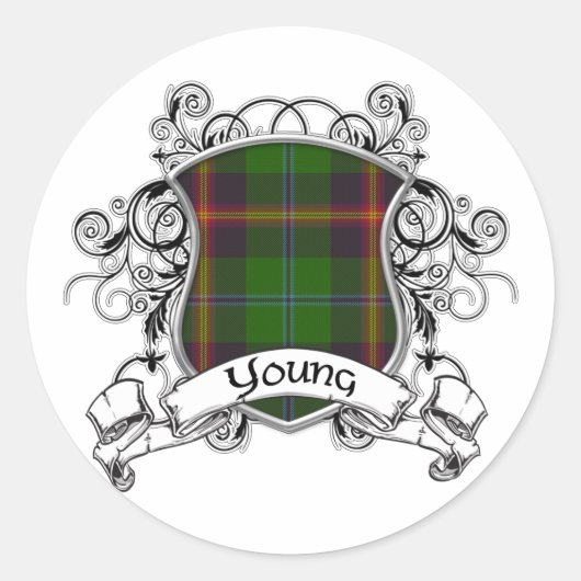 Young Tartan Shield Ronde Sticker (Voorkant)
