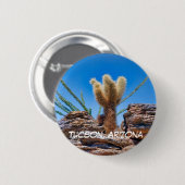 Young Teddy Bear Cholla Cactus, Tucson Ronde Button 5,7 Cm (Voorkant /achterkant)