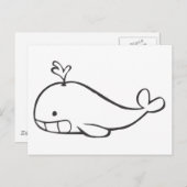 Young Whale Spouting Off in Black and White Sketch Briefkaart (Voorkant / Achterkant)
