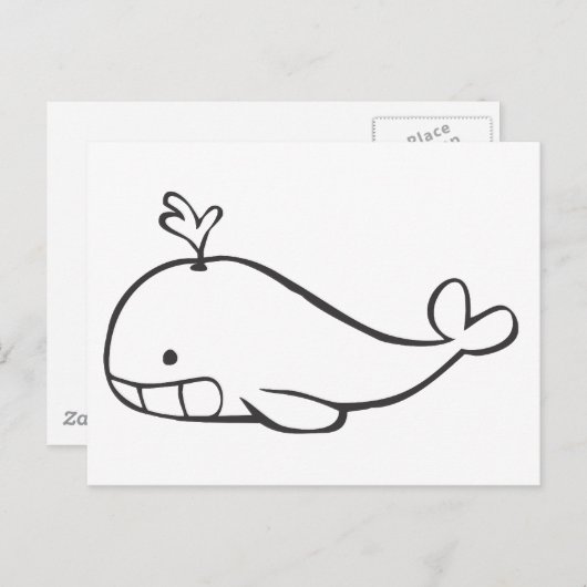Young Whale Spouting Off in Black and White Sketch Briefkaart (Voorkant / Achterkant)