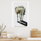 Young White Pegasus Colt Fantasy Art Poster (Keuken)