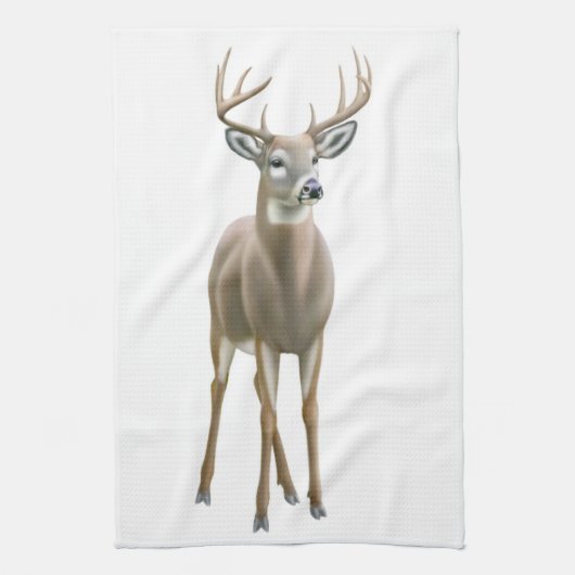 Young Whitetail Buck Kitchen Towel Theedoek (Verticaal)