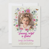 Young Wild & 3 Wildflower Butterfly Verjaardagsfot Kaart (Voorkant)