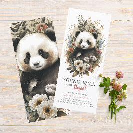Young Wild 3rd Birthday Kinder Cute Panda Kaart