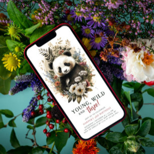 Young Wild 3rd Birthday Kinder Cute Panda Kaart