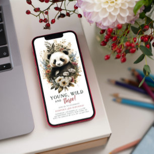 Young Wild 3rd Birthday Kinder Cute Panda Kaart