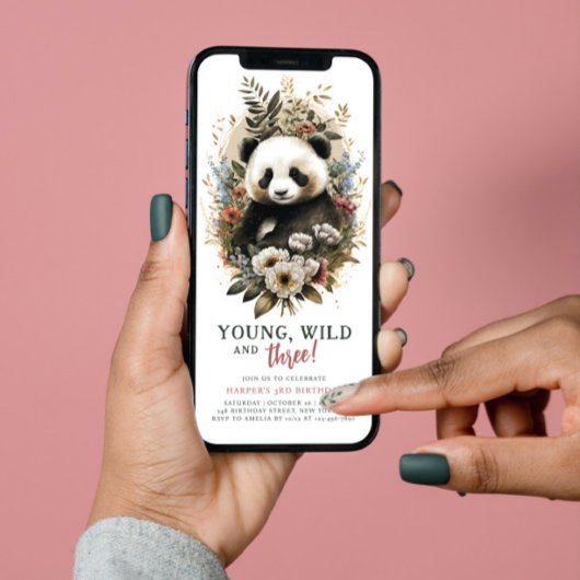 Young Wild 3rd Birthday Kinder Cute Panda Kaart