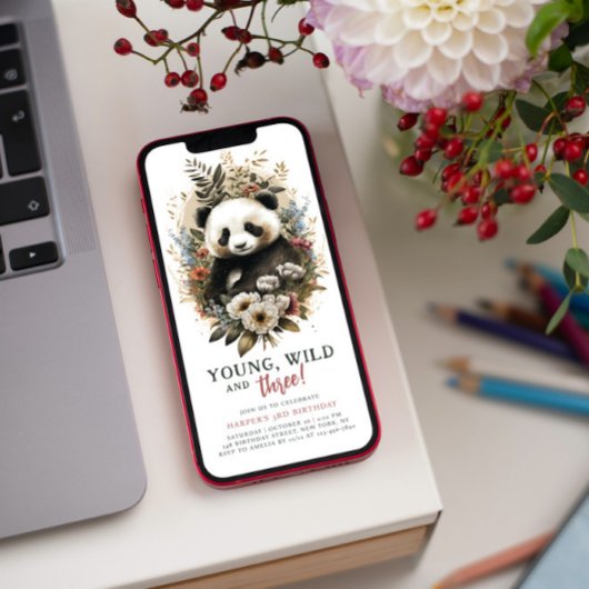 Young Wild 3rd Birthday Kinder Cute Panda Kaart
