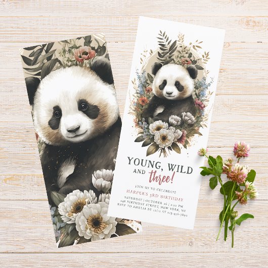 Young Wild 3rd Birthday Kinder Cute Panda Kaart
