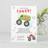 Young Wild 3rd Birthday Kinder Monster Car Trucks Kaart (Staand voorkant)