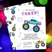 Young Wild 3rd Birthday Kinder Monster Car Trucks Kaart