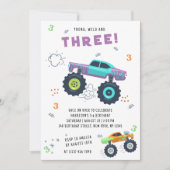 Young Wild 3rd Birthday Kinder Monster Car Trucks Kaart (Voorkant)