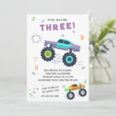 Young Wild 3rd Birthday Kinder Monster Car Trucks Kaart (Staand voorkant)