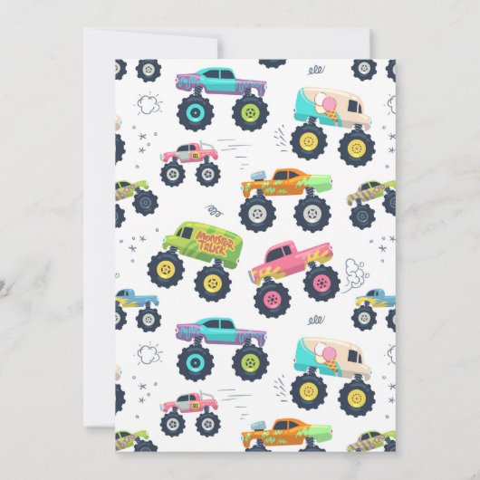 Young Wild 3rd Birthday Kinder Monster Car Trucks Kaart (Achterkant)