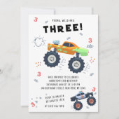 Young Wild 3rd Birthday Kinder Monster Car Trucks Kaart (Voorkant)