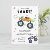 Young Wild 3rd Birthday Kinder Monster Car Trucks Kaart (Staand voorkant)